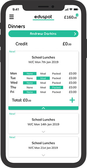 Screenshot of the SchoolMoney app on a phone.