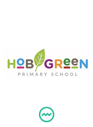 hob green school logo with a leaf.