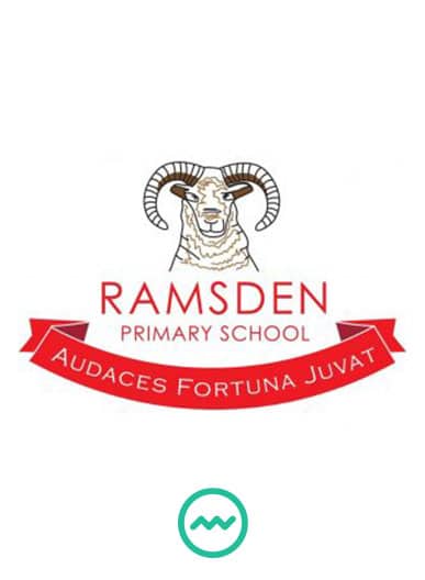 ramsden school logo with a ram with large horns