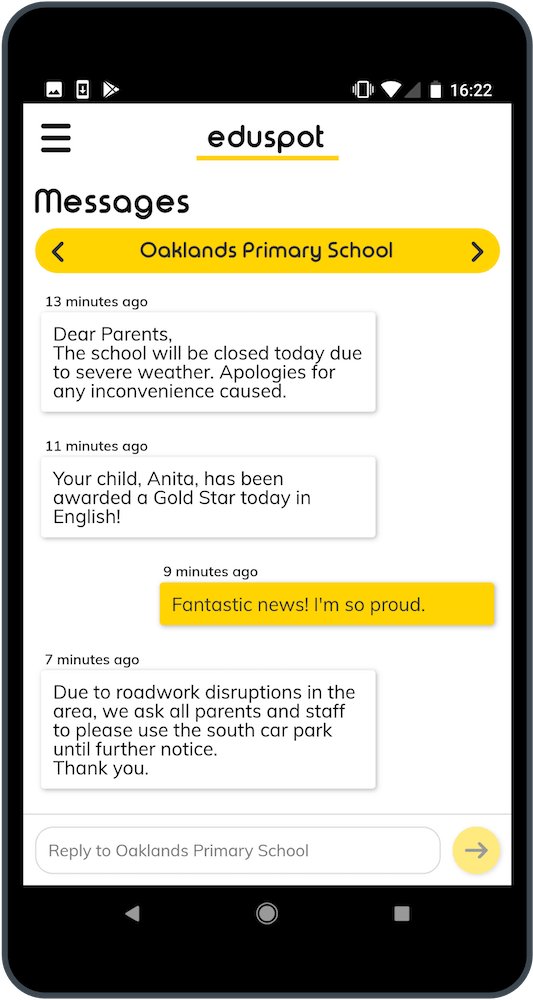 Eduspot Teachers2Parents App Messages