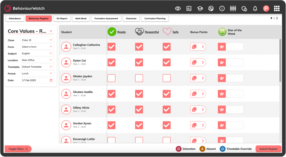 PRODUCT_BEHAVIOURWATCH Behaviour Register